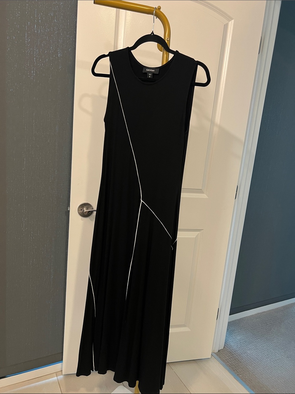 Karen Kane Black Maxi Dress with White Piping